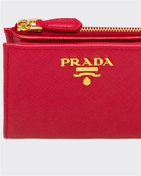 prada tri fold red wallet|Fiery Red Small Saffiano Leather Wallet .